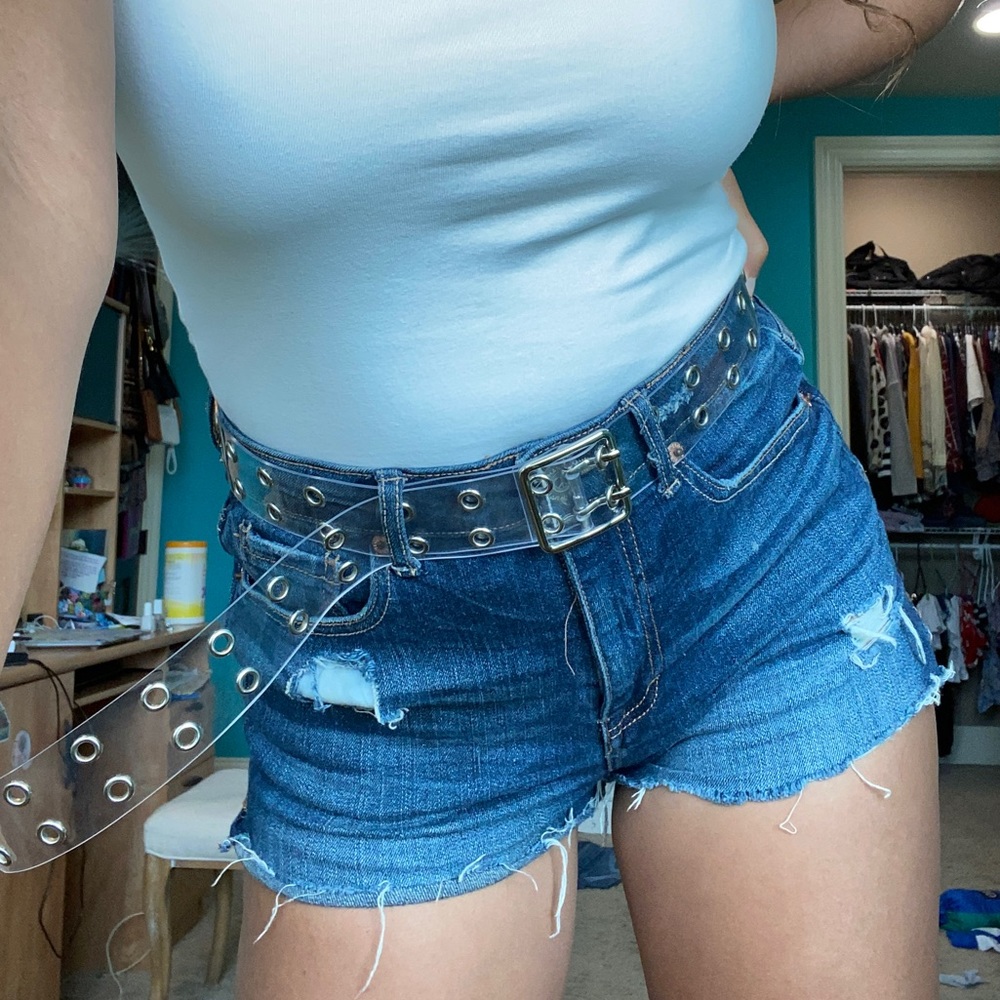 Super shorty high waisted denim shorts